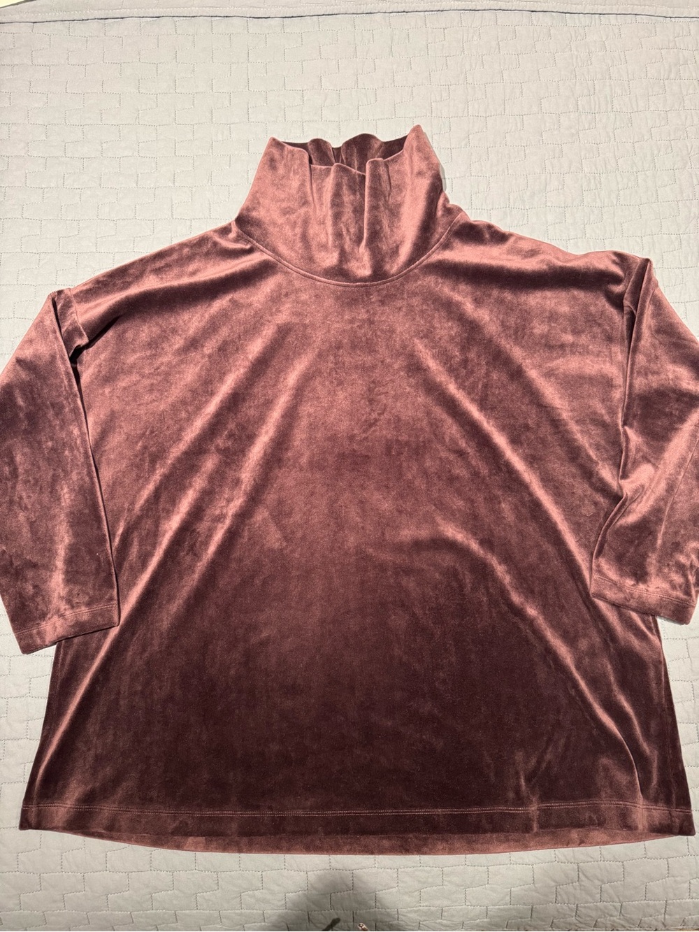 J. Jill Velvet Mock Neck Long Sleeve Top in Eggplant Purple